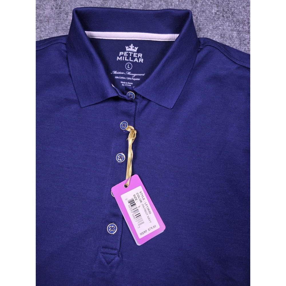 Peter Millar Polo Shirt Womens Large Patriot Navy Dr Pepper Patch